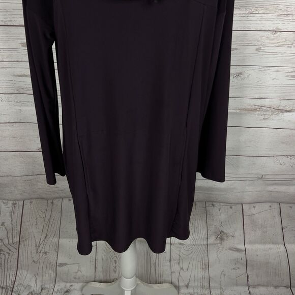 Sun Kim Joann Tunic Size Small Purple Cowl Neck Long Sleeve Pocket - Picture 3 of 9
